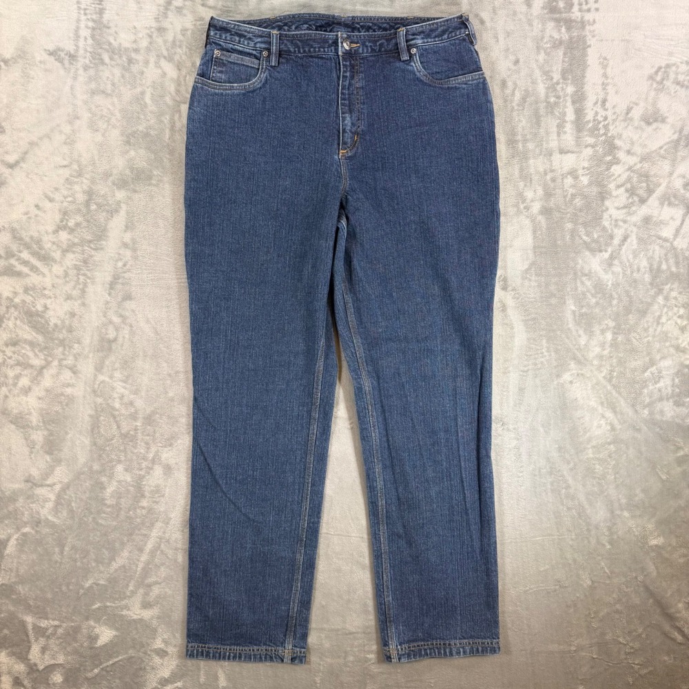 Duluth Trading Carpenter Jeans‎ Women's Size 14x33 Blue Straight Leg Denim